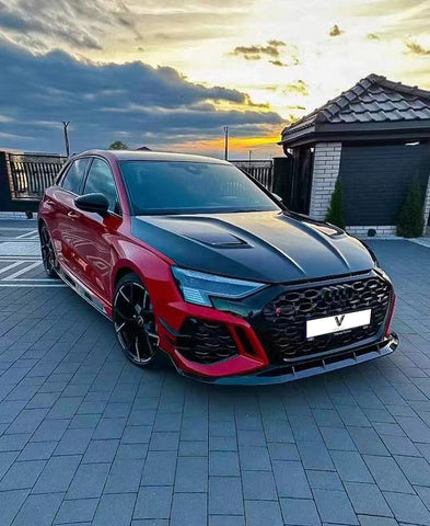 Audi RS3 S3 A3 8Y 8Y.5 2022-ON with Aftermarket Parts - Hood Bonnet Double-sided Dry Pre-preg Carbon Fiber from Ventus Veloce