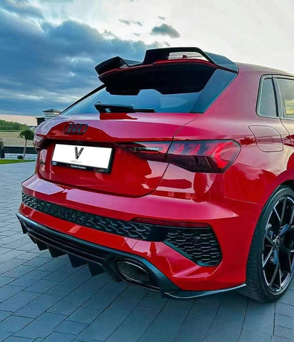 Audi RS3 8Y 2022-ON with Aftermarket Parts - Rear Diffuser & Canards Carbon Fiber from Ventus Veloce