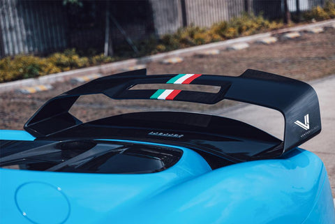 Ferrari 296 GTB with Aftermarket Parts - FRP & Double-sided Carbon Fiber Rear Engine Cover from Ventus Veloce