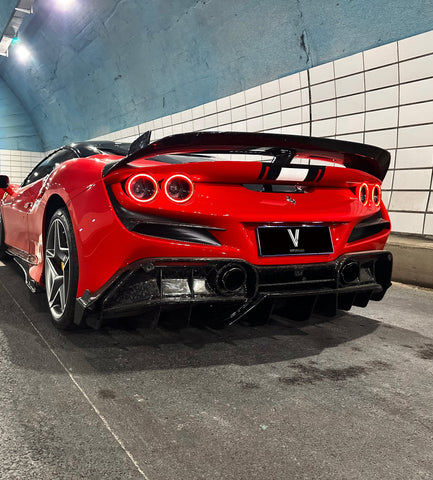 Ferrari F8 Tributo Spider 2020 2021 2022 2023 with Aftermarket Parts - Rear Diffuser & Canards Carbon Fiber from Ventus Veloce