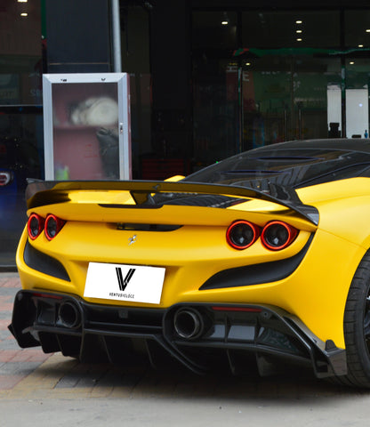 Ferrari F8 Tributo Spider 2020 2021 2022 2023 with Aftermarket Parts - Rear Spoiler Wing Pre-preg Carbon Fiber from Ventus Veloce
