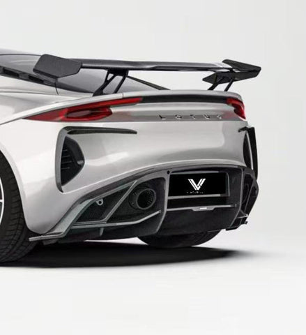 Lotus Emira 3.6 V6 2.0 Four-cylinder 2022-ON with Aftermarket Parts - Rear Bumper Canards Pre-preg Carbon Fiber from Ventus Veloce