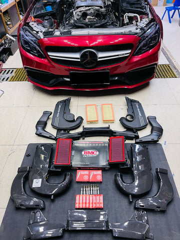 Mercedes Benz C63 AMG W205 2015 2016 2017 2018 2019 2020 2021 2022 2023 with Aftermarket Parts - Air Intake Systems Pre-preg Carbon Fiber from Ventus Veloce