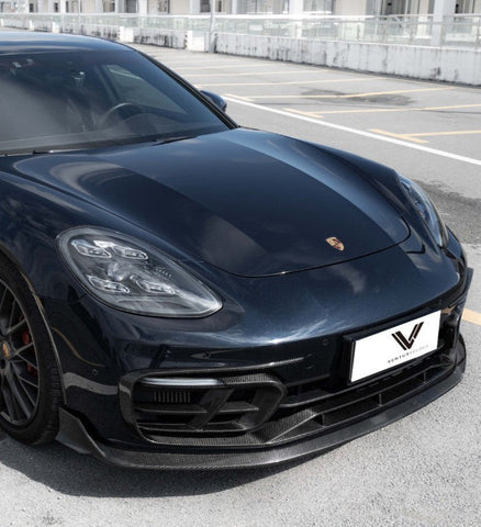Porsche Panamera 971.2 RWD/Base/4/4S 2021 2022 2023 (base bumper only) with Aftermarket Parts - Front Bumper Trim Pre-preg Carbon Fiber from Ventus Veloce