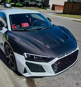 Audi R8 Gen 2 2017 2018 2019 2020 2021 2022 2023 with Aftermarket Parts - Vented Hood Bonnet Carbon Fiber from Ventus Veloce