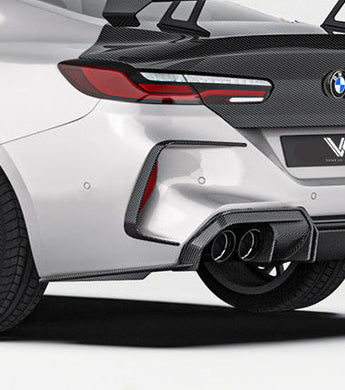 BMW M8 M8C F91 F92 F93 2019-ON with Aftermarket Parts - PT Rear Bumper Upper Valences Pre-preg Carbon Fiber from Ventus Veloce