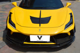 Ferrari F8 Tributo Spider 2020 2021 2022 2023 with Aftermarket Parts - Front Canards Pre-preg Carbon Fiber from Ventus Veloce