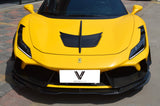 Ferrari F8 Tributo Spider 2020 2021 2022 2023 with Aftermarket Parts - Hood Vent Trim Pre-preg Carbon Fiber from Ventus Veloce